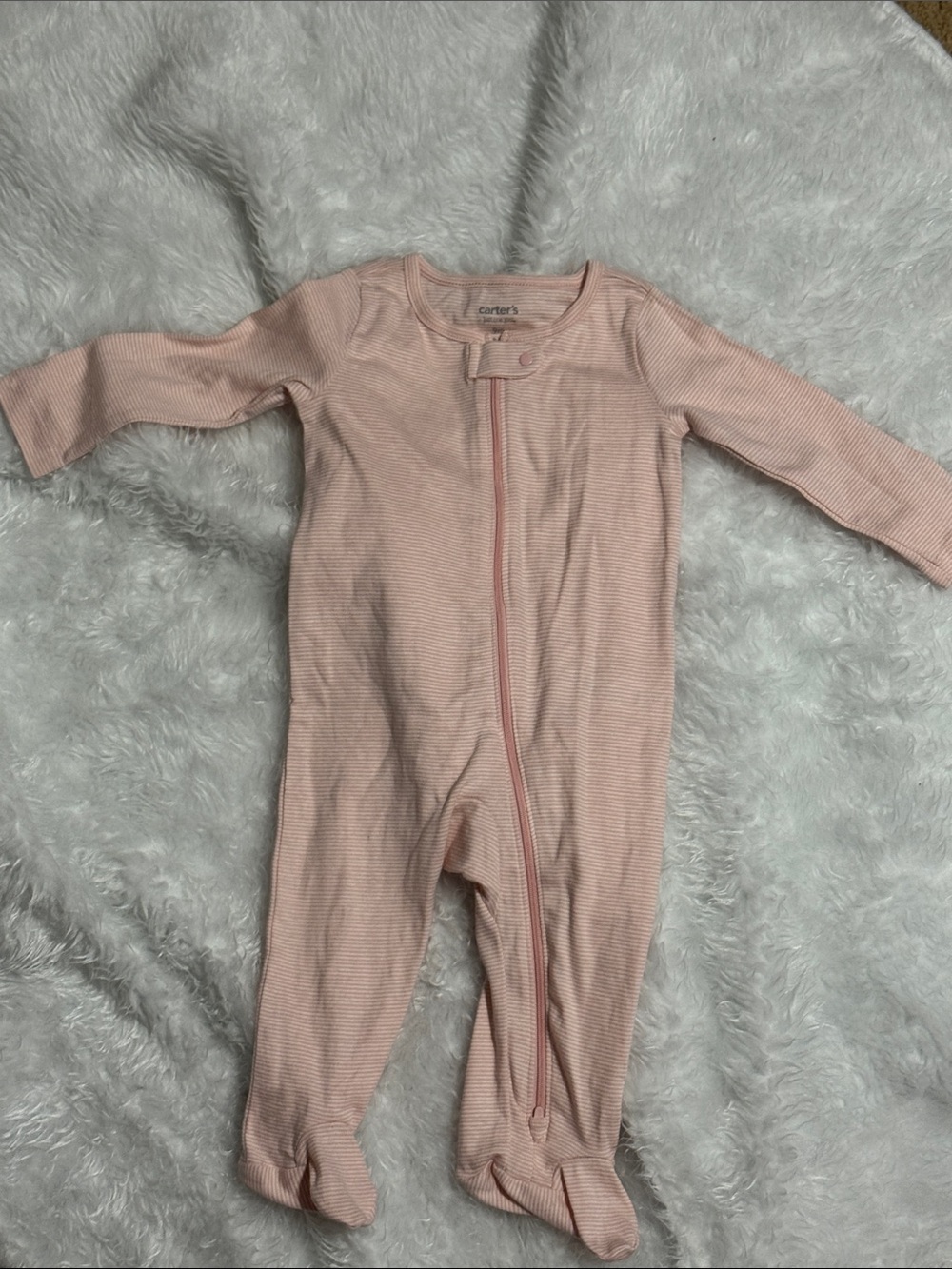 Carter's Light Pink Striped Footed One-Piece Pajama